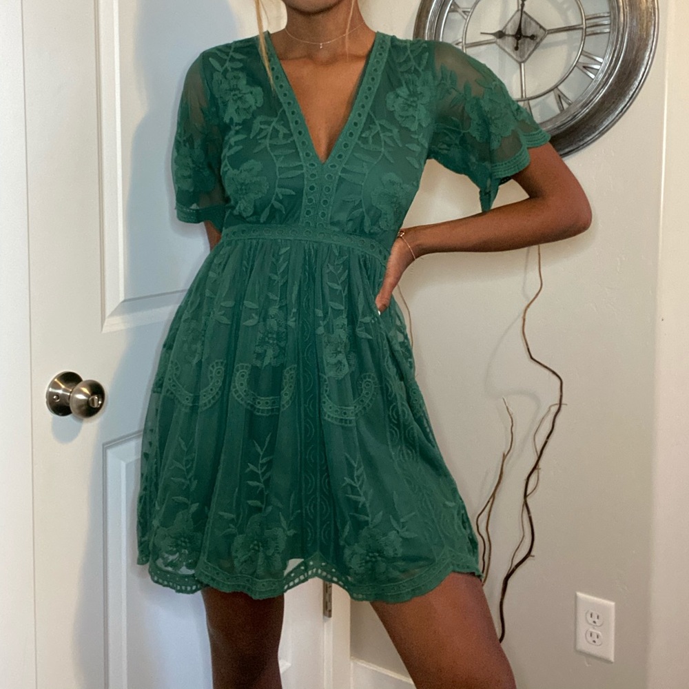 Beautiful embroidered green dress